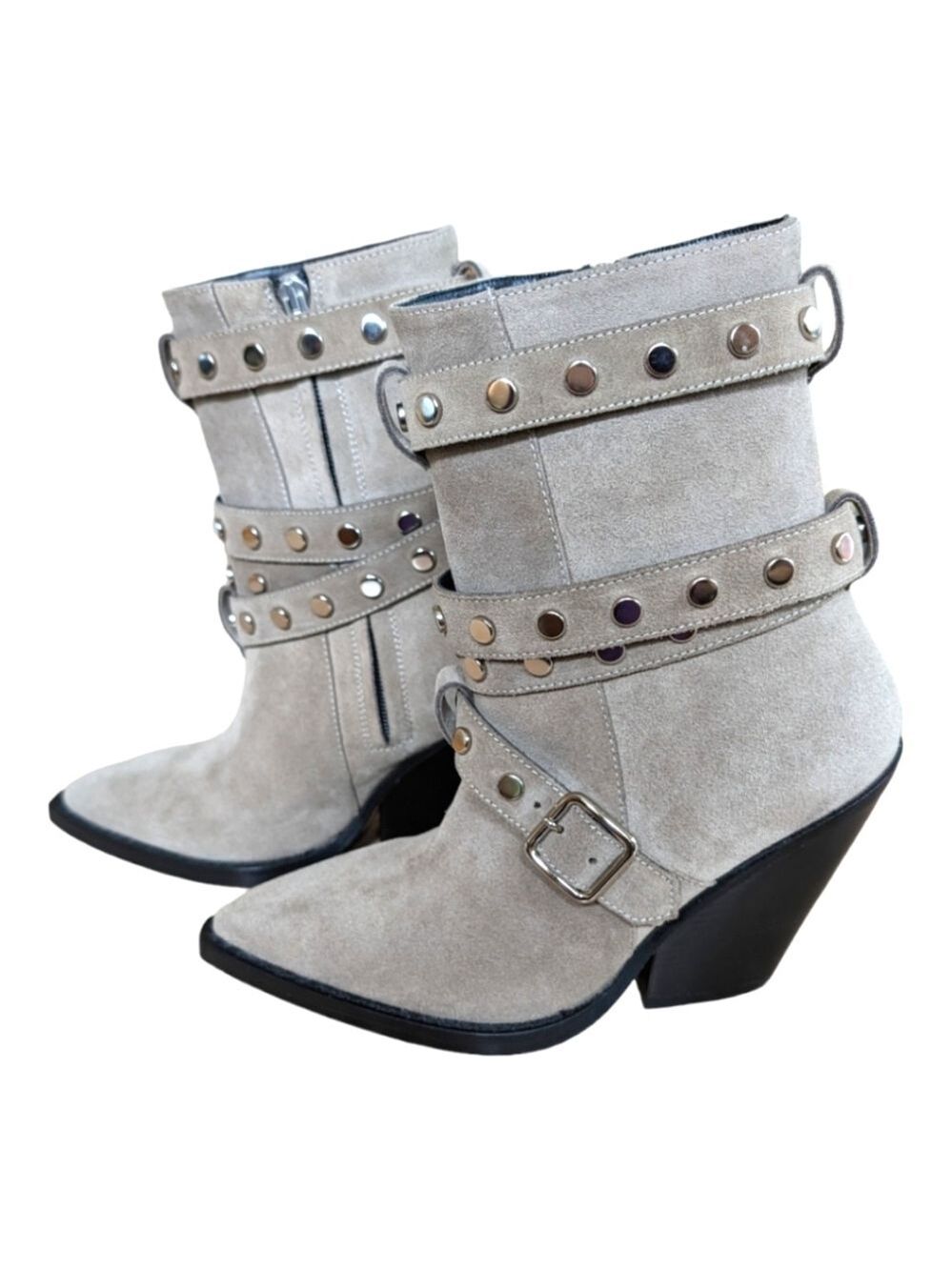Iro Bonobal Wrap Around Strap Boots Gray Suede Size EU 37 US 6.5 Like new Luxe